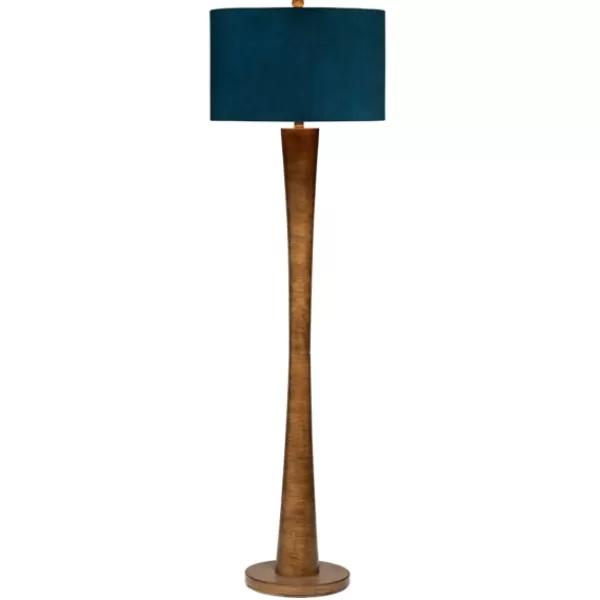 Floor Lamps-Kirkland's Home Janis Bronze And Teal Velvet Floor Lamp Blue