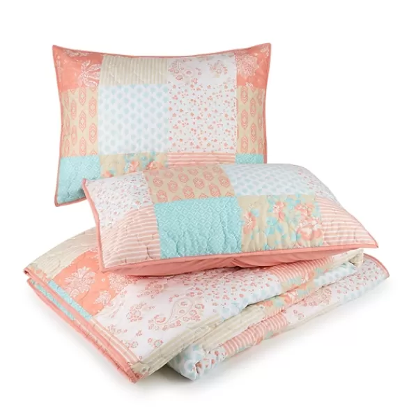 Quilts-Kirkland's Home Jessica Simpson Coral Ikigai King Quilt Set Pink/Blue