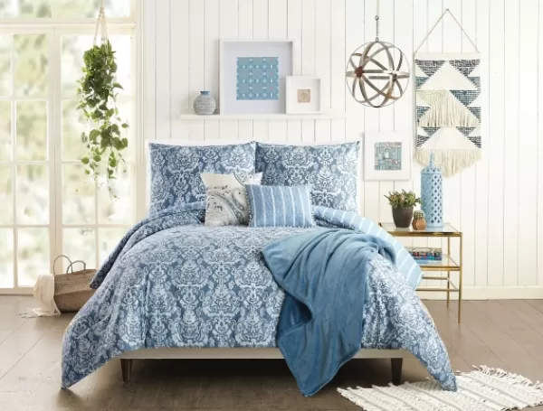 Comforters-Kirkland's Home Jessica Simpson Damask King Comforter Set Blue