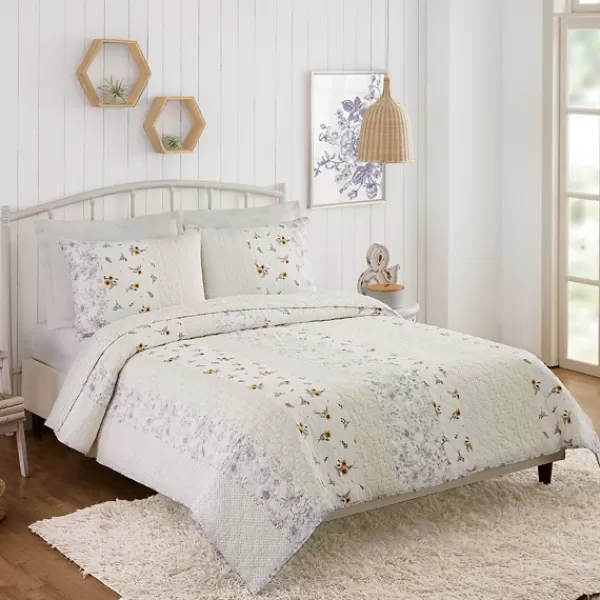 Quilts-Kirkland's Home Jessica Simpson Floral Endora King Quilt Set White