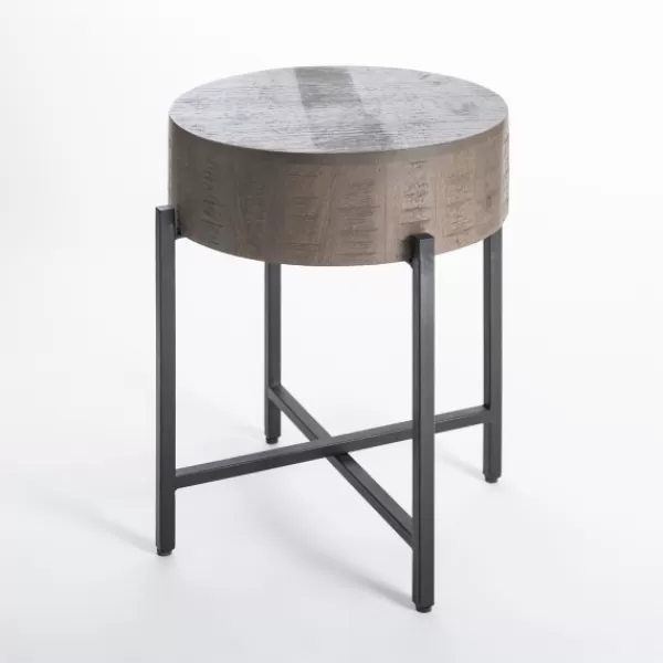 Accent & End Tables-Kirkland's Home Jodi Mango Wood Side Table Gray/Black