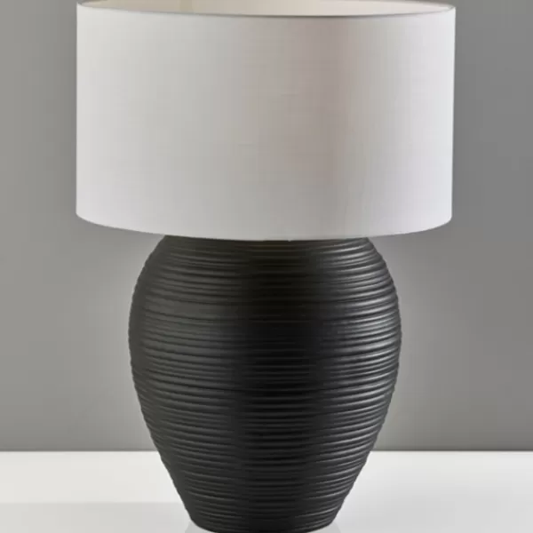 Table Lamps-Kirkland's Home Johanssen Black Ribbed Table Lamp White