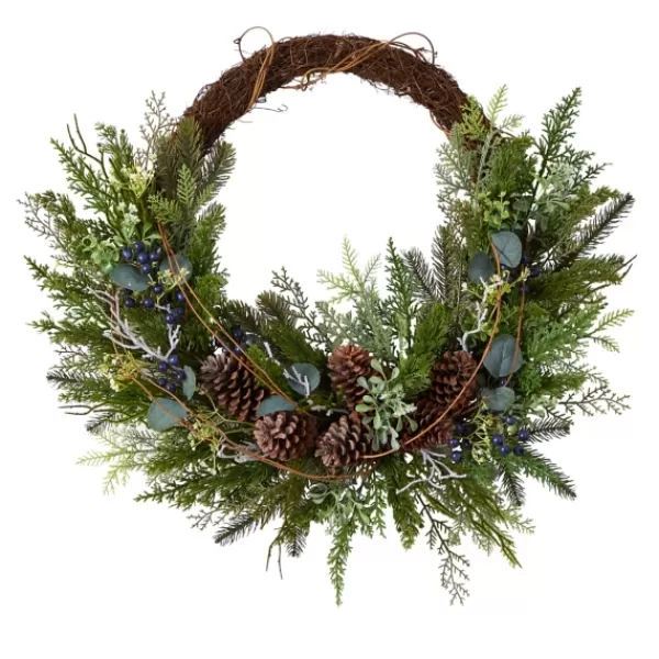 Wreaths-Kirkland's Home Juniper And Evergreen Vine Wreath Green/Brown