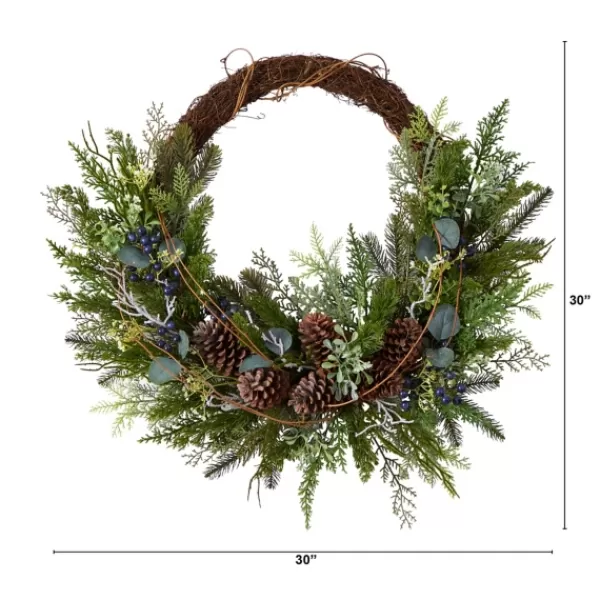 Wreaths-Kirkland's Home Juniper And Evergreen Vine Wreath Green/Brown