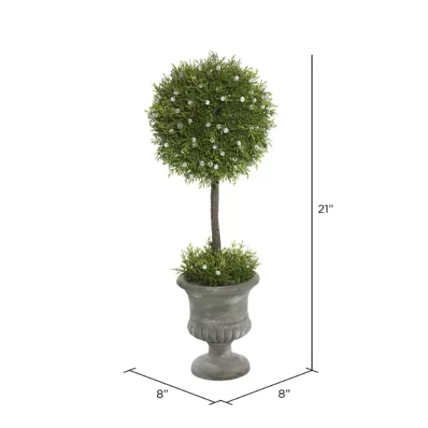 Trees & Topiaries-Kirkland's Home Juniper Ball Tree In Pedestal Urn