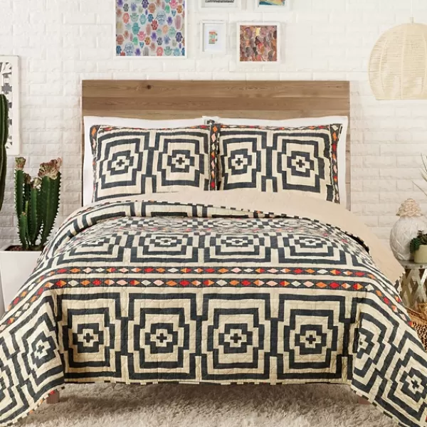 Quilts-Kirkland's Home Justina Blakeney Black Hypnotic Queen Quilt Set Black/White