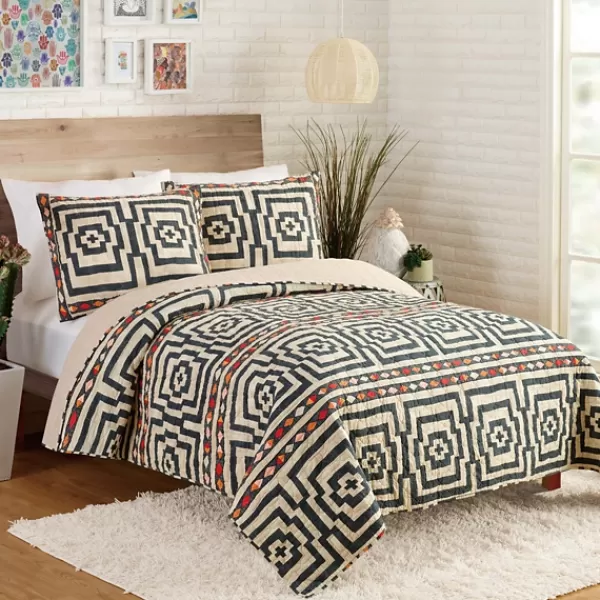 Quilts-Kirkland's Home Justina Blakeney Black Hypnotic Queen Quilt Set Black/White