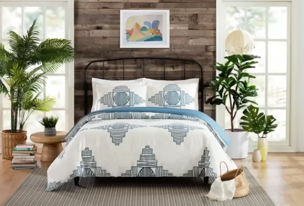 Duvets-Kirkland's Home Justina Blakeney Blue All Dance Queen Duvet Set Blue/White