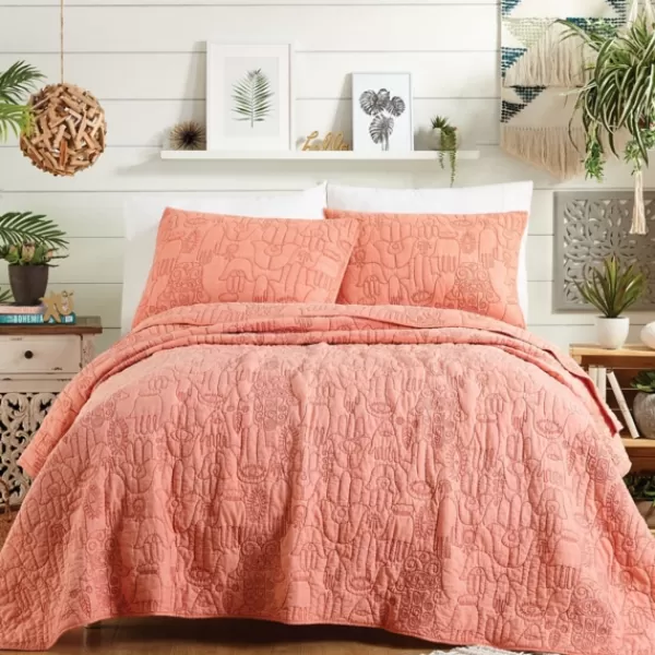 Quilts-Kirkland's Home Justina Blakeney Blush Hamsa King Quilt Set Pink