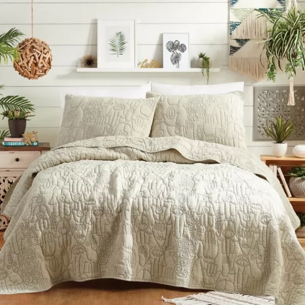 Quilts-Kirkland's Home Justina Blakeney Natural Hamsa King Quilt Set Tan