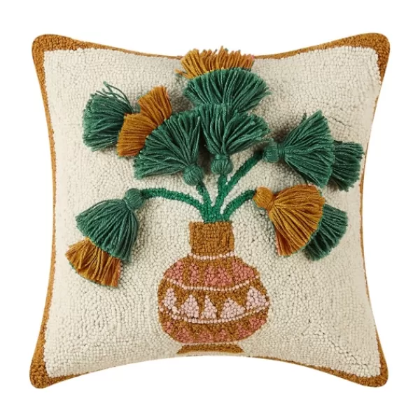 Pillows-Kirkland's Home Justina Blakeney Papyrus Wool Pillow Brown/White/Green