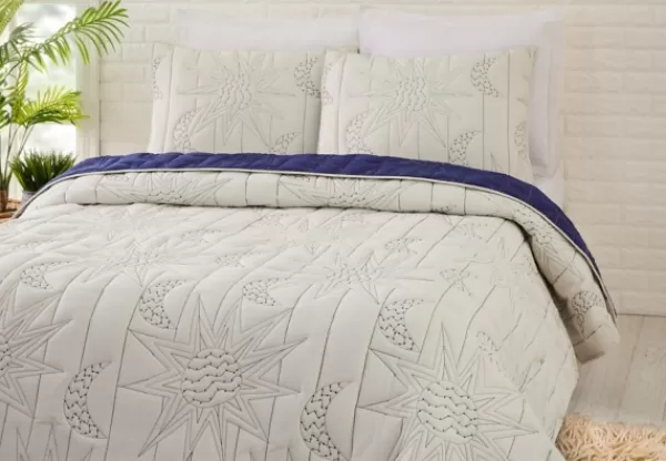 Quilts-Kirkland's Home Justina Blakeney Sun & Moon King Quilt Set Ivory/Blue