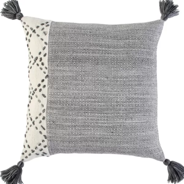 Pillows-Kirkland's Home Kantha Stitch Recycled Throw Pillow Gray