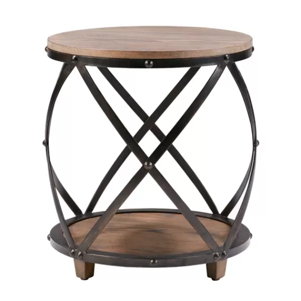 Accent & End Tables-Kirkland's Home Kaylor Bent Metal And Wood Accent Table Brown
