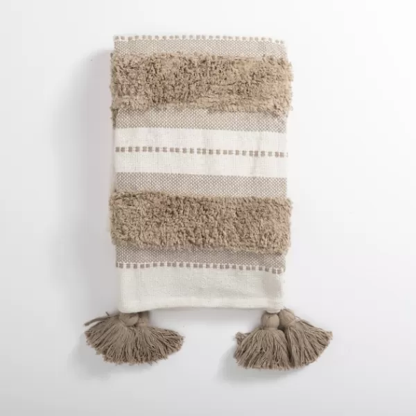 Blankets & Throws-Kirkland's Home Khaki Montauk Cotton Tufted Throw Tan