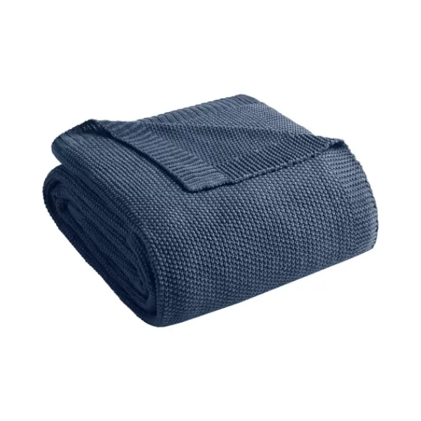 Blankets & Throws-Kirkland's Home King Rylan Knit Blanket Blue
