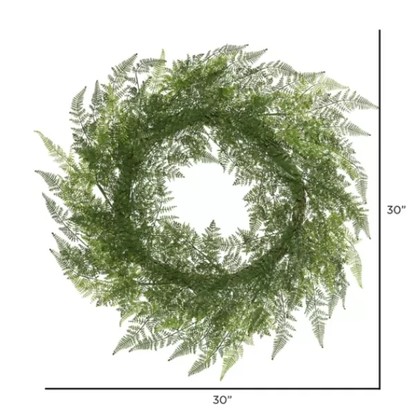 Wreaths-Kirkland's Home Lace Fern Wreath, 30 In. Green