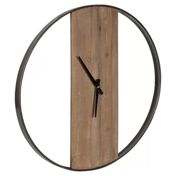Clocks-Kirkland's Home Ladd Natural Wood Wall Clock Black