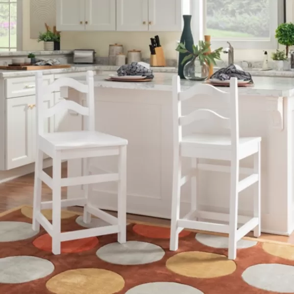 Bar Stools & Counter Height Stools-Kirkland's Home Ladder Back Counter Stools, Set Of 2 White