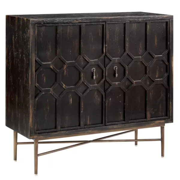 Cabinets & Sideboards-Kirkland's Home Laini Distressed Modern Carved Cabinet Black