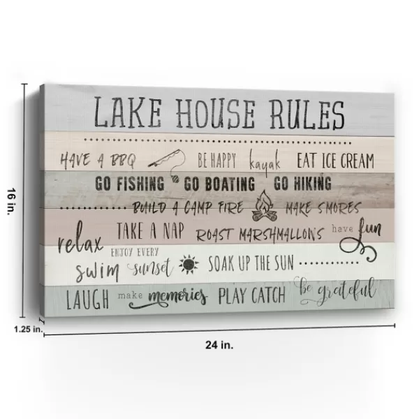 Wall Quotes & Signs-Kirkland's Home Lake House Rules Giclee Canvas Art Print Gray