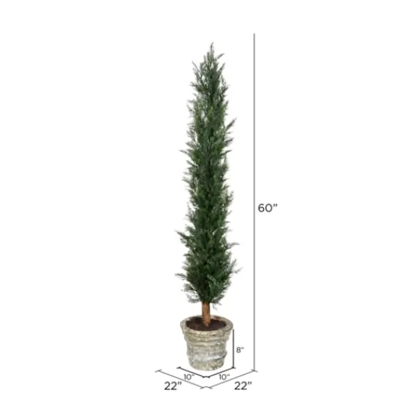 Trees & Topiaries-Kirkland's Home Large Cedar Tree In Mossy White Planter, 60 In.