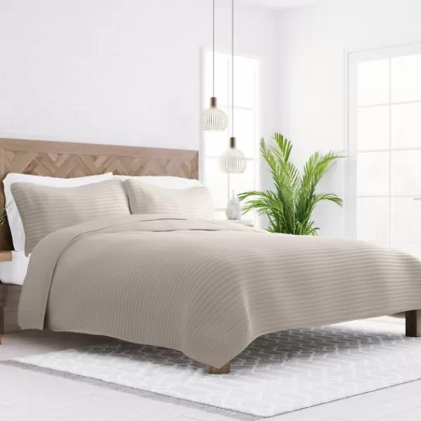Quilts-Kirkland's Home Latte Stitched Stripes 2-Pc. Twin Quilt Set Gray