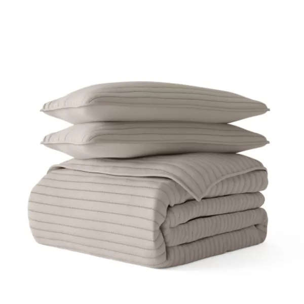 Quilts-Kirkland's Home Latte Stitched Stripes 2-Pc. Twin Quilt Set Gray