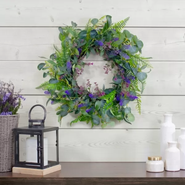 Wreaths-Kirkland's Home Lavender And Catnip Wild Floral Wreath Green/Purple