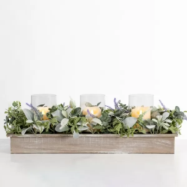Arrangements & Greenery-Kirkland's Home Lavender And Lambs Ear Centerpiece Green/Purple