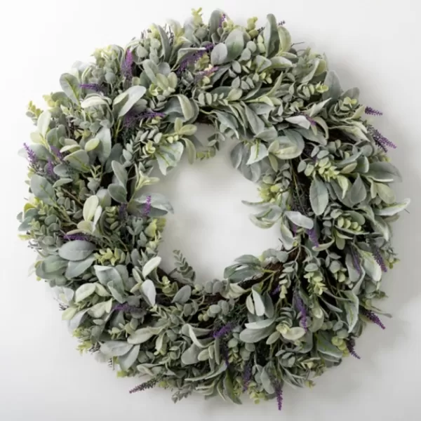 Wreaths-Kirkland's Home Lavender And Lamb'S Ear Wreath Green/Purple