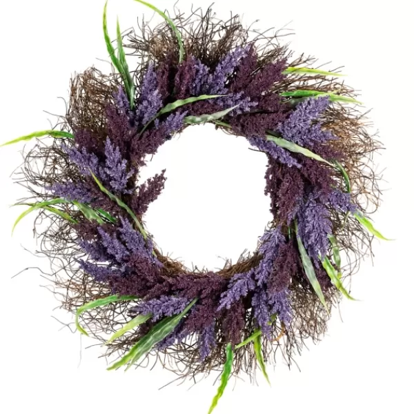 Wreaths-Kirkland's Home Lavender Leaf Spiral Wreath Purple/Green