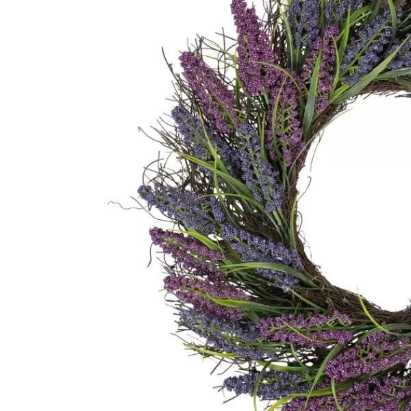 Wreaths-Kirkland's Home Lavender Leaf Spiral Wreath Purple/Green