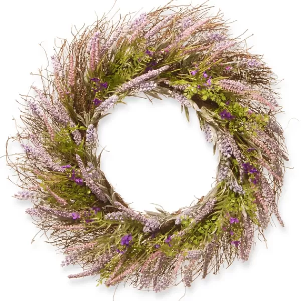 Wreaths-Kirkland's Home Lavender With Bristle Branch Stems Wreath Purple/Pink/Green