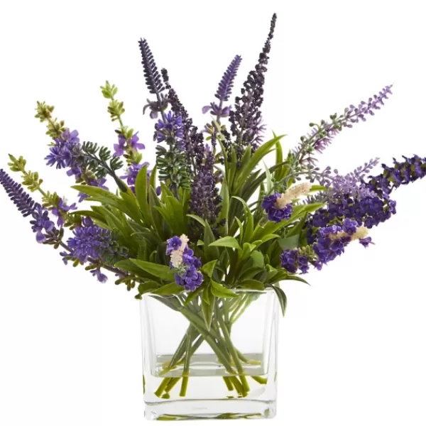Wreaths-Kirkland's Home Lavender Wreath And Arrangement 2-Pc. Set Purple/Green