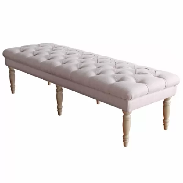 Benches & Ottomans-Kirkland's Home Layla Natural Button Tufted Bench Tan