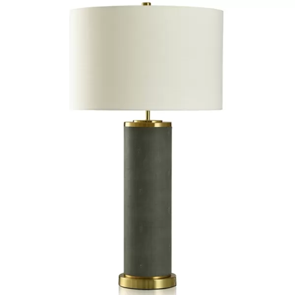 Table Lamps-Kirkland's Home Leather And Gold Table Lamp Gray