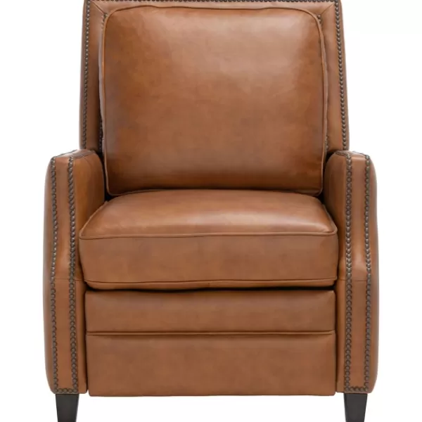 Accent Chairs-Kirkland's Home Leather Nailhead Trim Recliner Brown