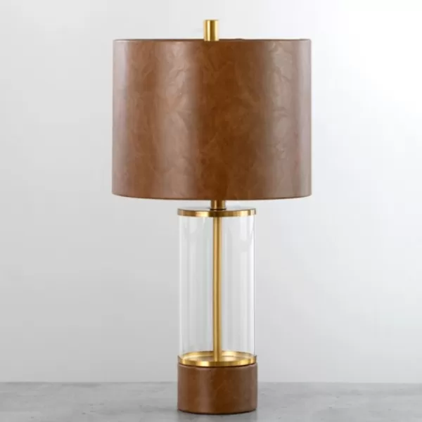 Table Lamps-Kirkland's Home Leather Watson Table Lamp Brown