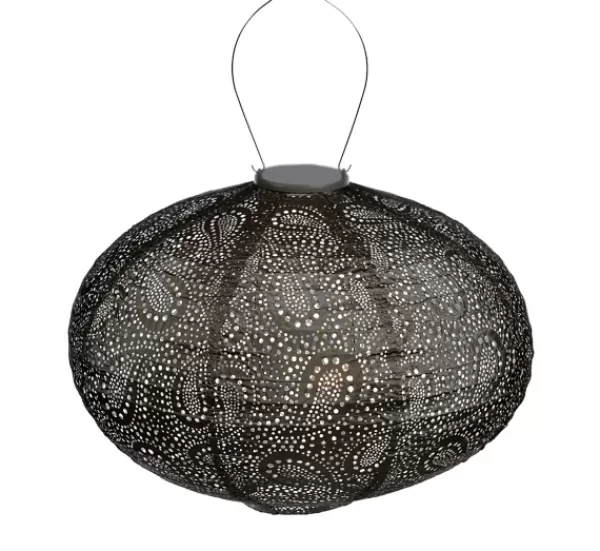 Outdoor Lighting-Kirkland's Home Led Oval Taupe Outdoor Hanging Lantern Gray
