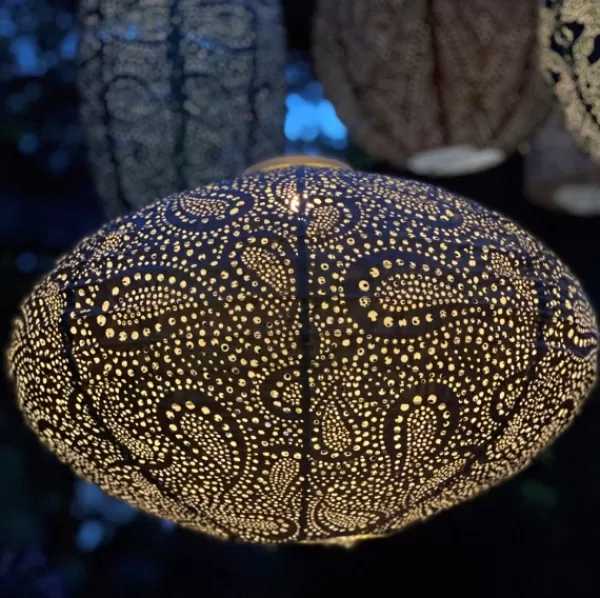 Outdoor Lighting-Kirkland's Home Led Oval Taupe Outdoor Hanging Lantern Gray