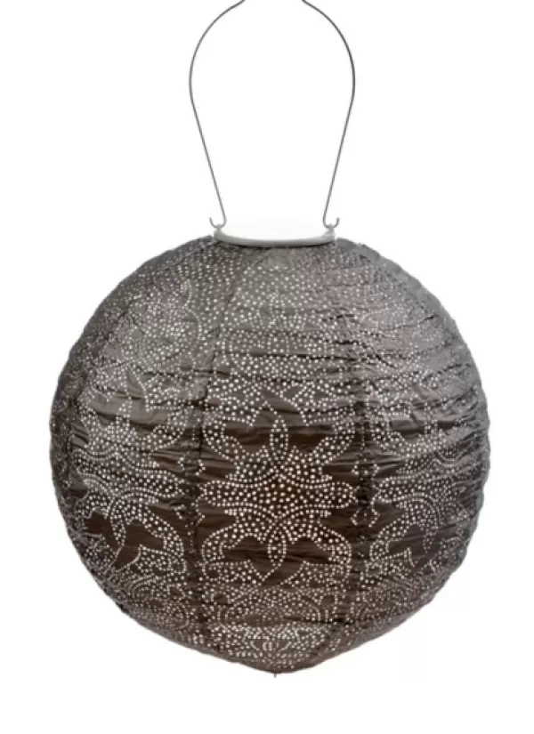 Outdoor Lighting-Kirkland's Home Led Round Taupe Outdoor Hanging Lantern Gray