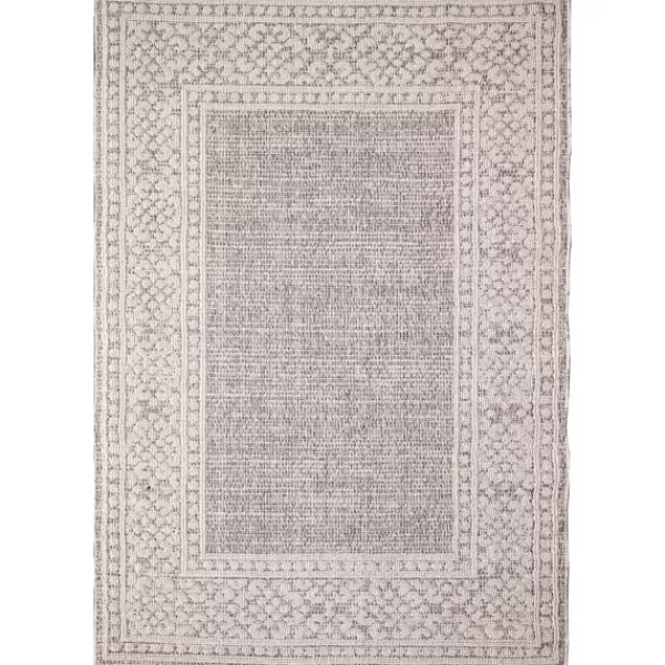 Outdoor Rugs-Kirkland's Home Leopard Border Outdoor Area Rug, 6X9 Gray
