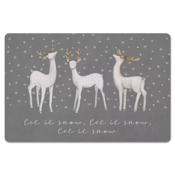 Kitchen & Floor Mats-Kirkland's Home Let It Snow Reindeer Christmas Floor Mat Gray