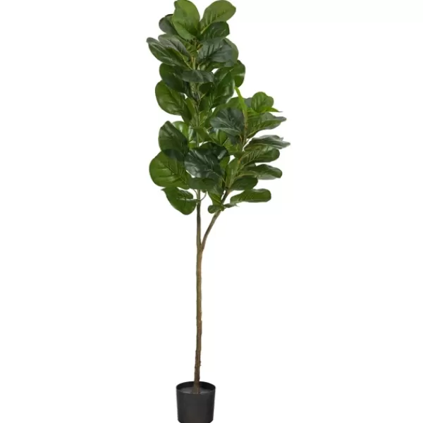 Trees & Topiaries-Kirkland's Home Lifelike Fiddle Leaf Fig In Black Planter, 4.5 Ft.