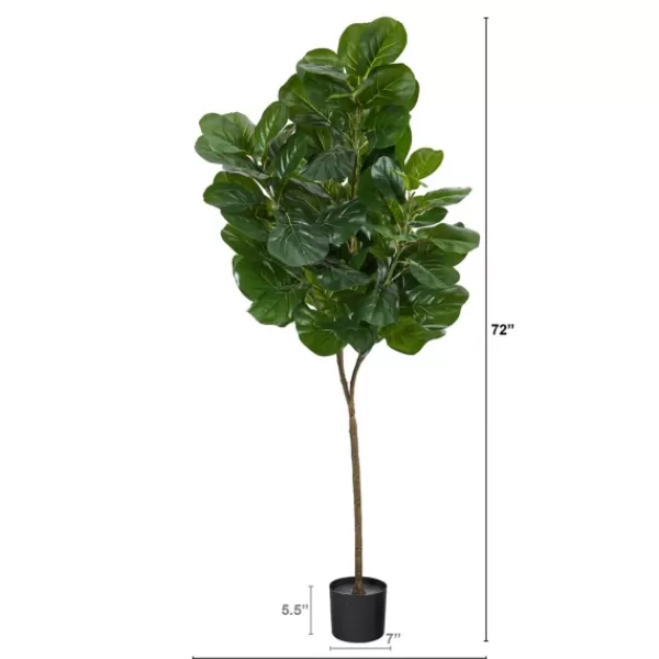 Trees & Topiaries-Kirkland's Home Lifelike Fiddle Leaf Fig In Nursery Planter, 6 Ft.