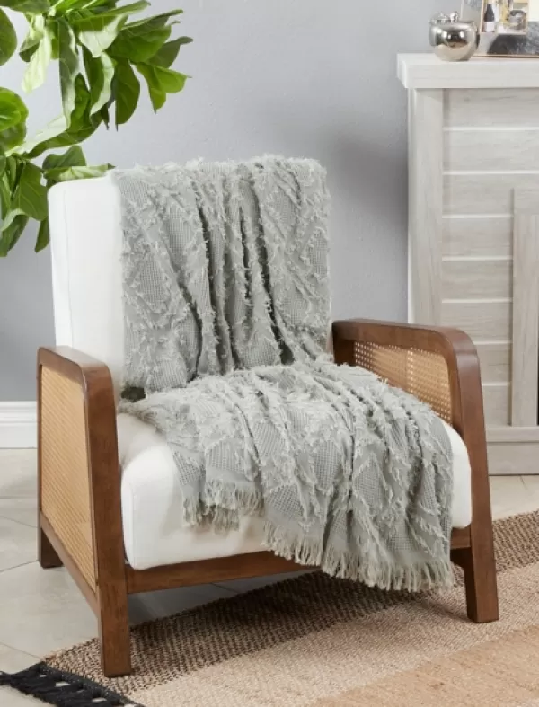 Blankets & Throws-Kirkland's Home Light Diamond Pattern Throw Blanket Blue