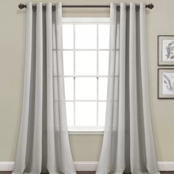 Curtains & Drapes-Kirkland's Home Light Faux Linen Curtain Panel Set, 84 In. Gray