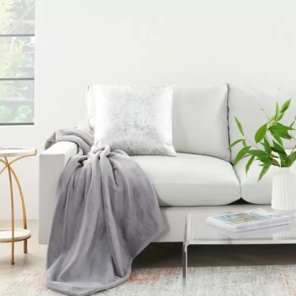 Blankets & Throws-Kirkland's Home Light Faux Sheared Mink Throw Gray