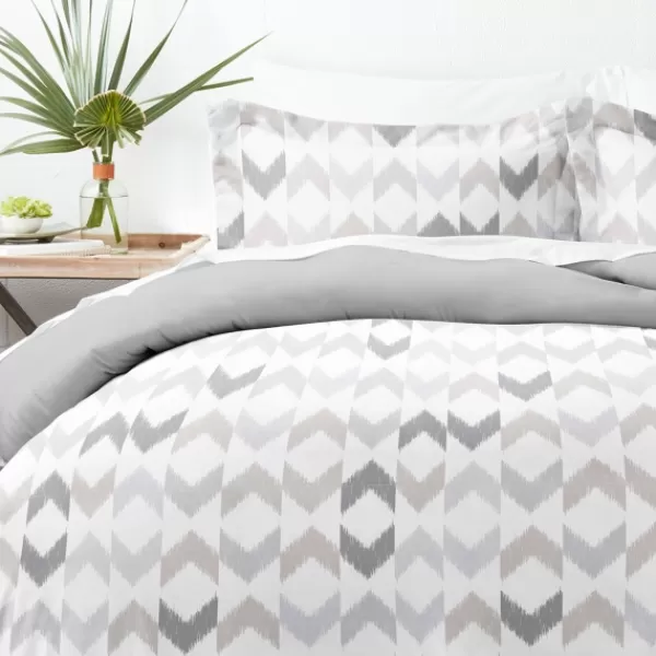 Duvets-Kirkland's Home Light Gray Chevron 3-Pc. King Duvet Cover Set Gray/White